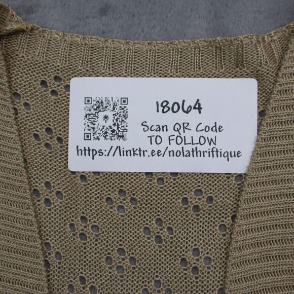 With Sweater Womens 2XL Beige Short Sleeve Open Front Tight Knit Cropped - Picture 13 of 13